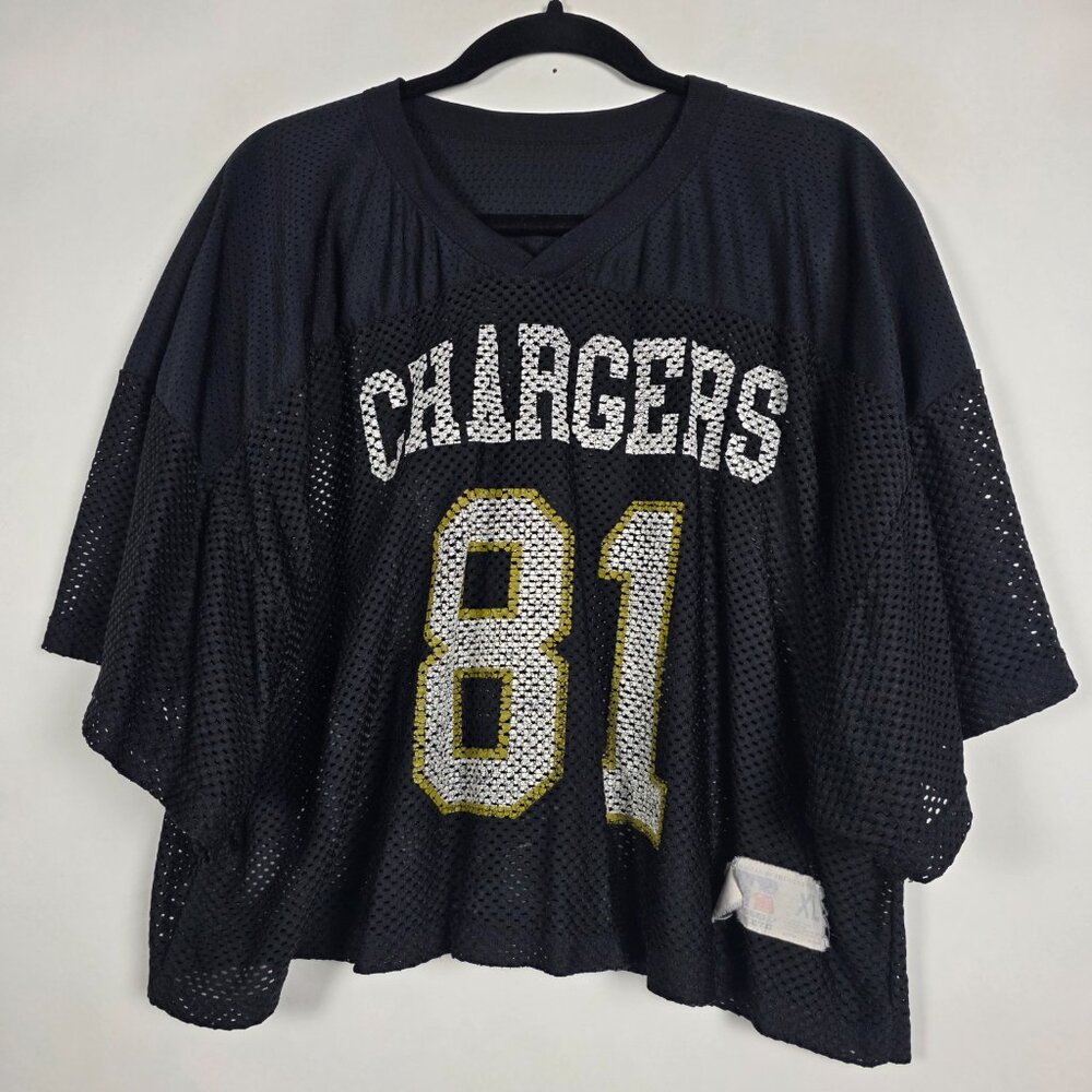 Vtinage Russell Athletic NFL Chargers #81 Cropped Mens XL Black Football Jersey